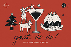 Christmas Goat Doodle Illustrations, a Seasonal Illustration by happpydesign