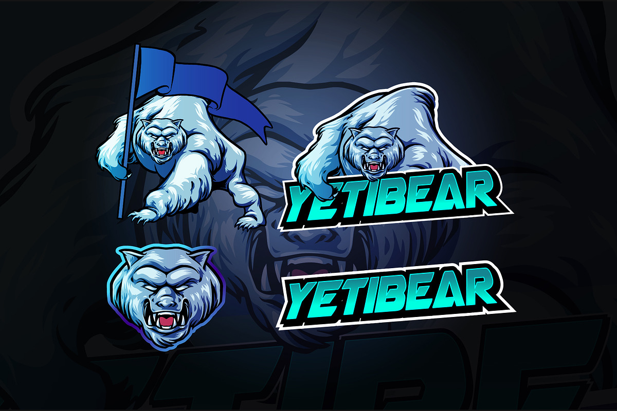 yetibear set illustration esport, a Branding & Logo Template by tlatswork
