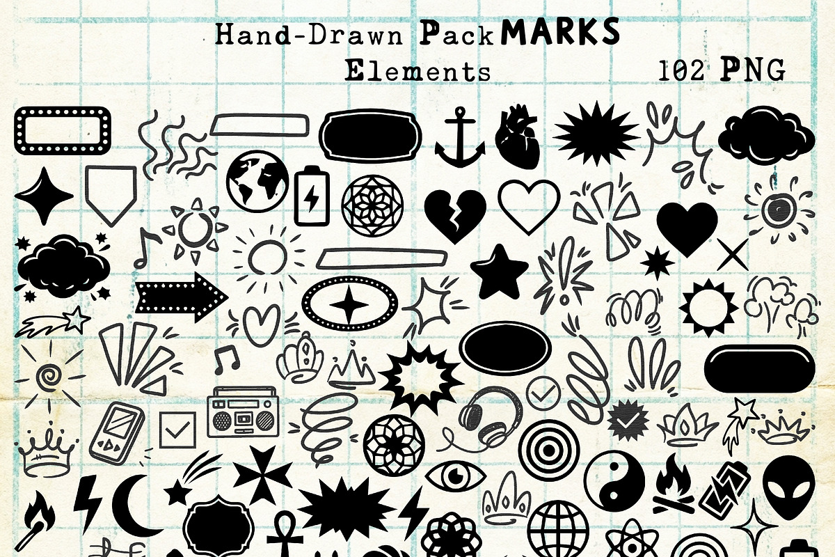 Hand-Drawn Doodles & Graphic Marks, an Object Graphic by DreamoraArt (Photo 6 of 13)