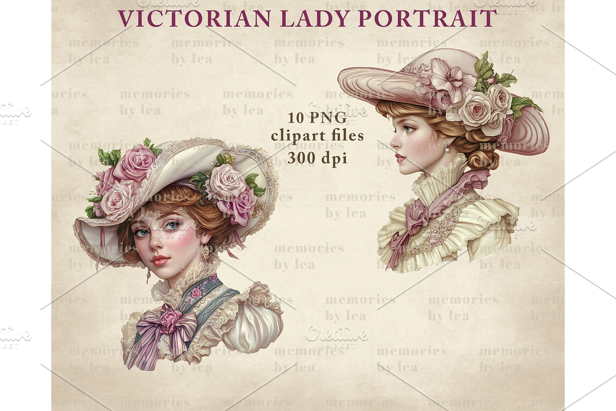 Victorian Lady Portrait Clipart PNG, an Illustration by Memories By Lea (Photo 5 of 9)
