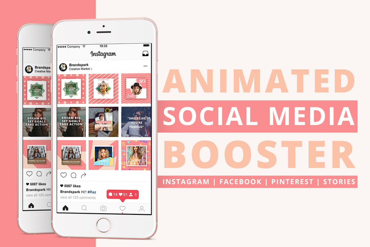 ANIMATED - Pink Social Media Booster, a Social Media Template by Brandspark (Photo 2 of 7)