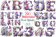 Watercolor Floral Alphabet Clipart, an Illustration by DreamCafeArt (Thumbnail 1 of 3)