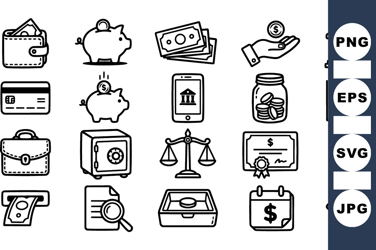 Minimal Finance Icon Clipart Set, an Illustration by designvectx (Photo 1 of 3)
