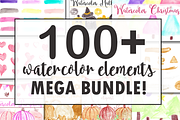 70% OFF watercolor clipart bundle, an Illustration by Pinkinks (Thumbnail 1 of 9)