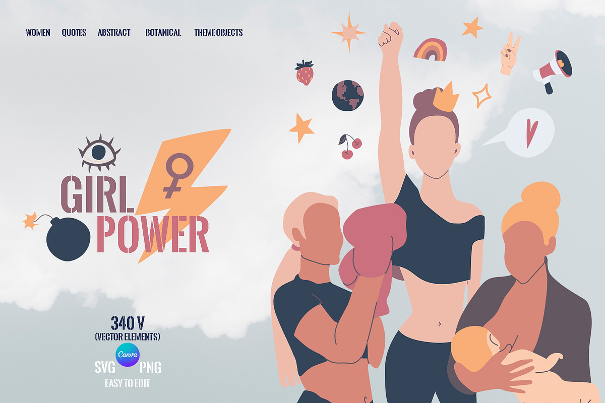 Girl Power Set, a Person Illustration by Kate Galunga Artstore (Photo 1 of 16)
