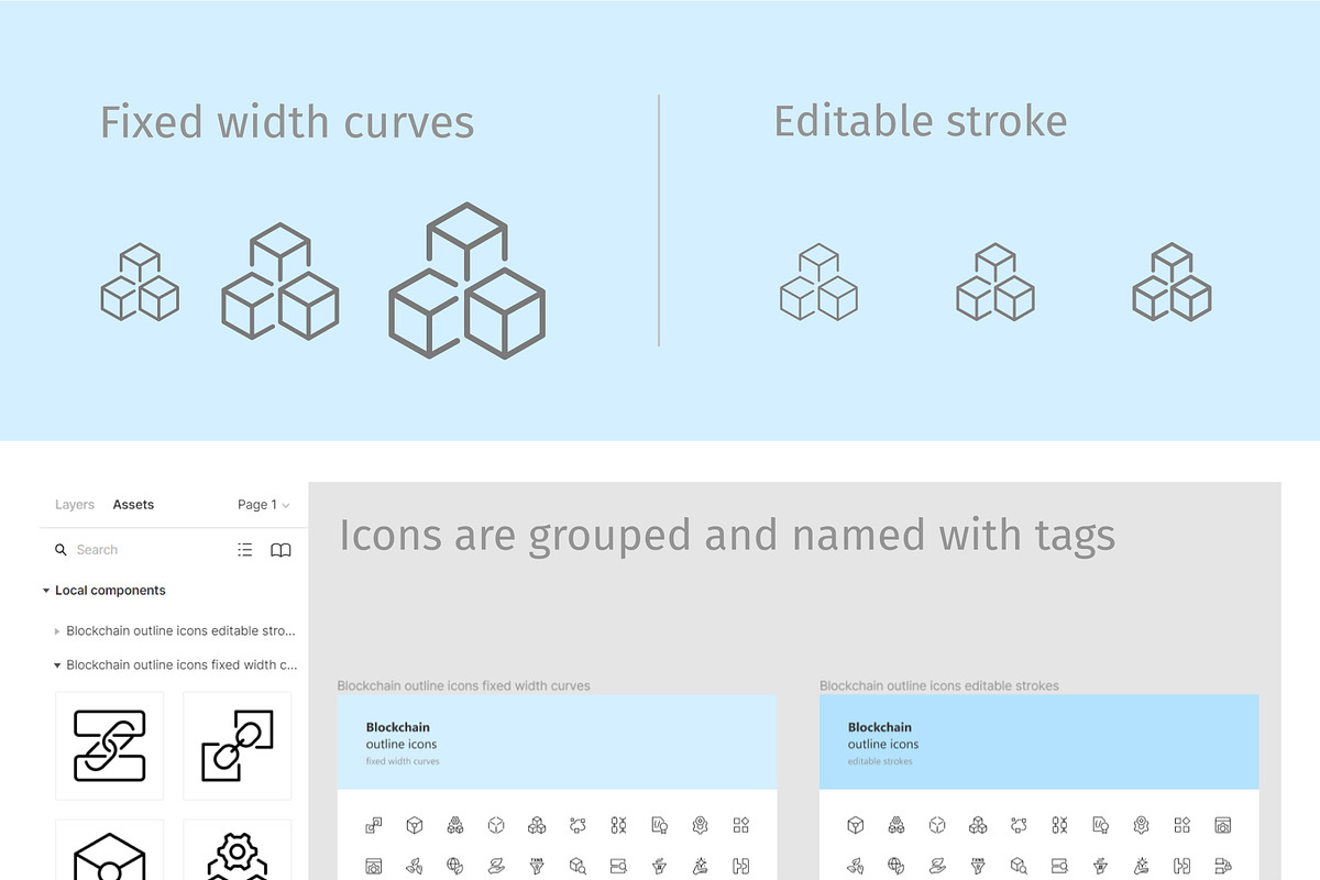Blockchain outline icons, an Outline Icon by LAFS (Photo 2 of 3)