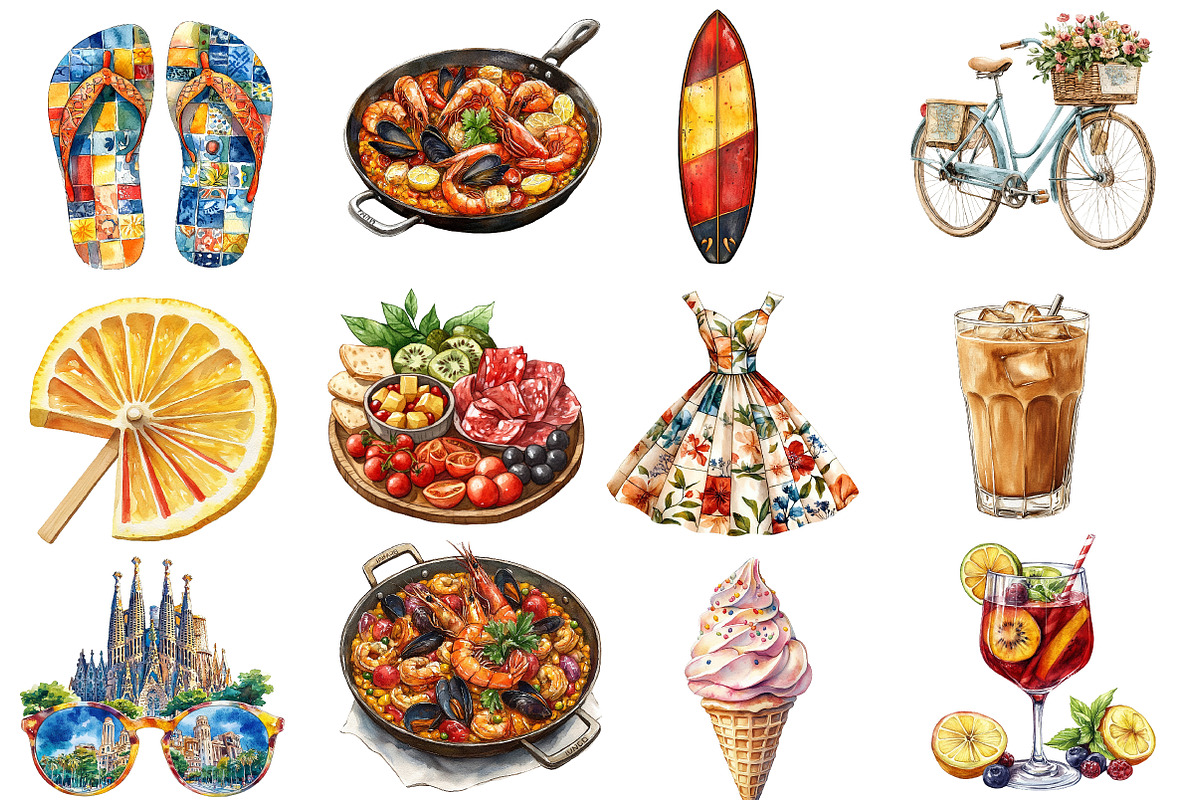 Summer Watercolor  Clipart, an Illustration by Designworld (Photo 2 of 5)
