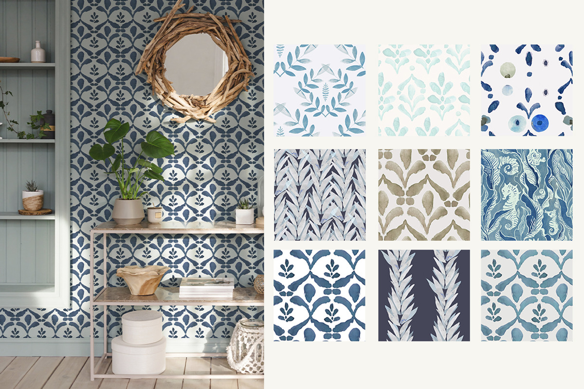 Hand Painted Modern Posters Patterns, a Wallpaper Graphic by TanyaSchuka (Photo 11 of 24)