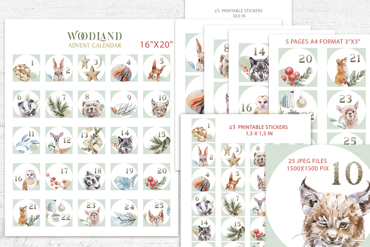 Woodland Advent Calendar & Stickers, a Stationery Template by Cat In Colour (Photo 3 of 4)