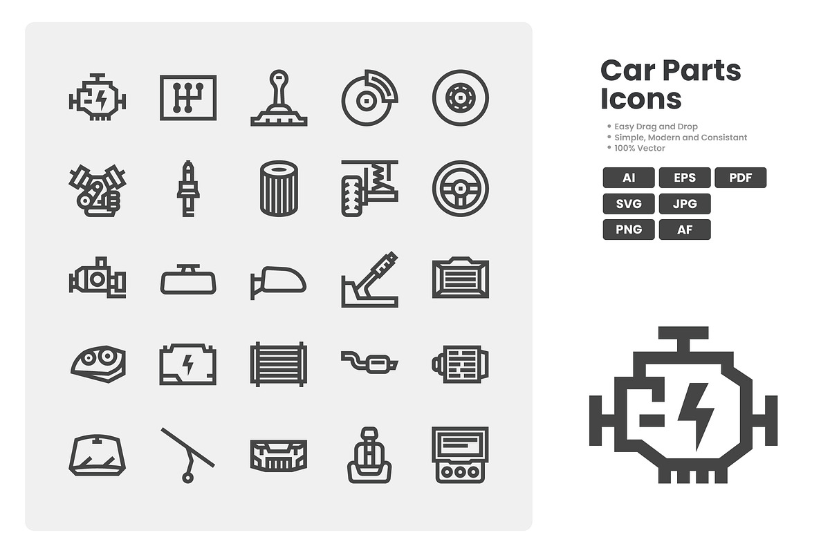 Cars Parts Icon Pack, an Outline Icon by erifqizeicon (Photo 1 of 3)