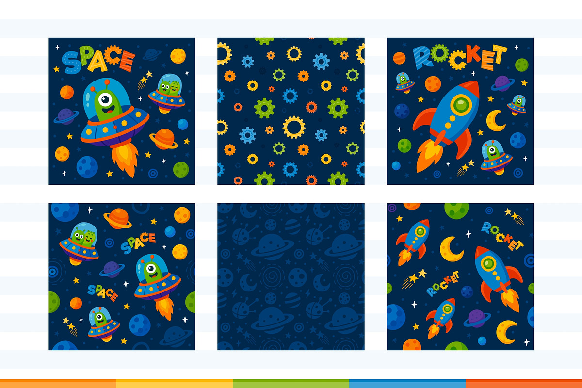 Robots and space. Vector pattern, a Pattern Graphic by LartGraphics (Photo 7 of 12)