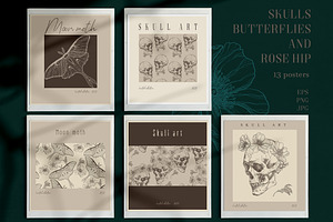 SKULLS, BUTTERFLIES AND ROSE HIP