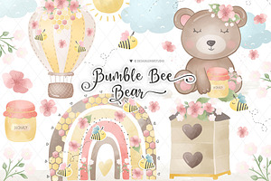 Baby Bear Bumble Bee Rainbows design