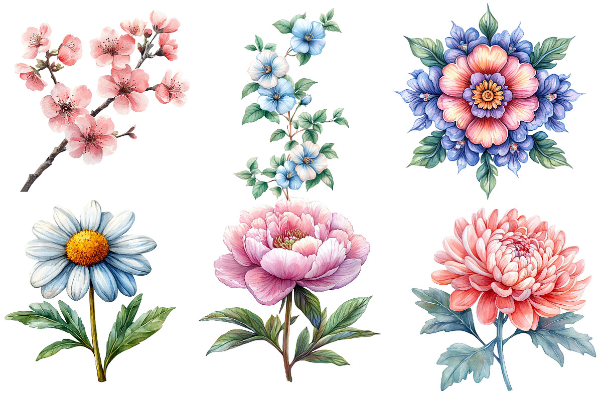 Chinoiserie Floral Clipart, an Illustration by Designworld (Photo 2 of 7)