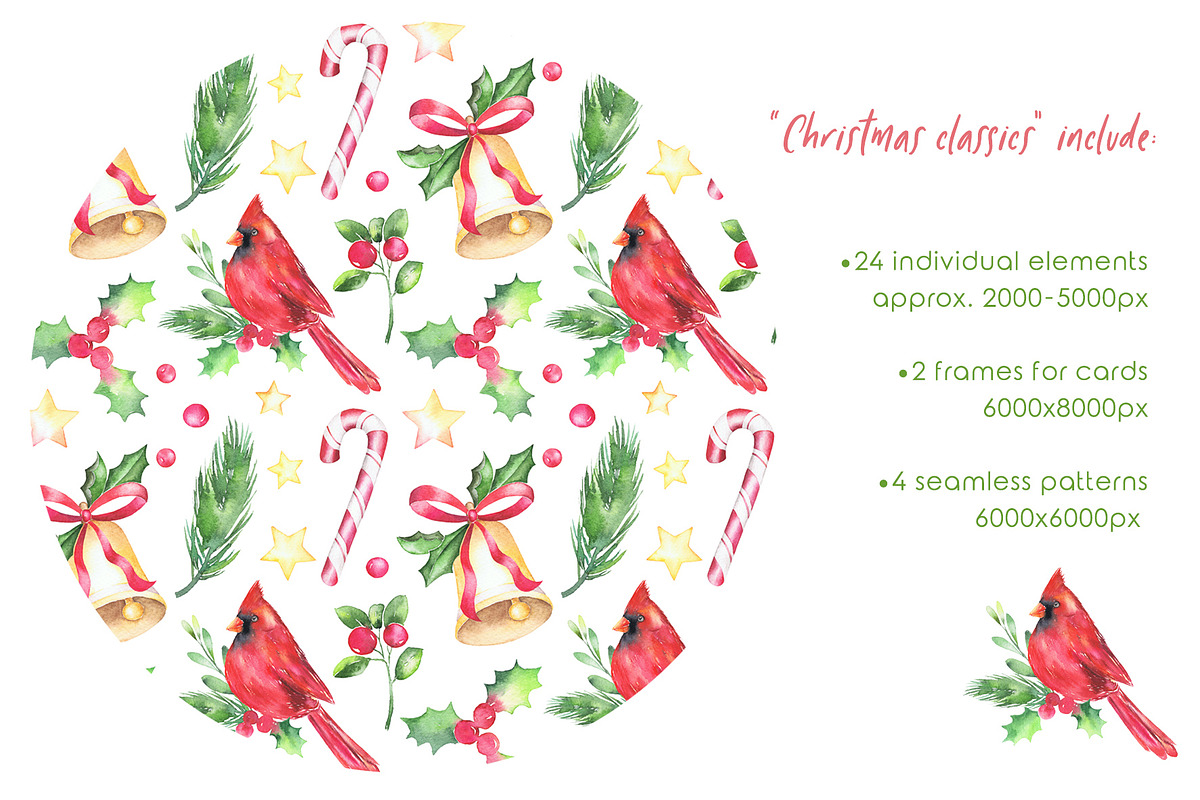 Watercolor Christmas set, Holiday, a Decorative Illustration by Vivitta (Photo 8 of 8)