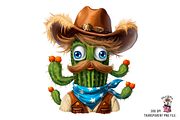 Cactus with Cowboy Hat PNG Bundle, a Graphic by Clipart Bloom (Thumbnail 8 of 15)