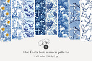 70 blue Easter toile repeat pattern, a Pattern Graphic by Poppy Lane Studio (Thumbnail 1 of 10)