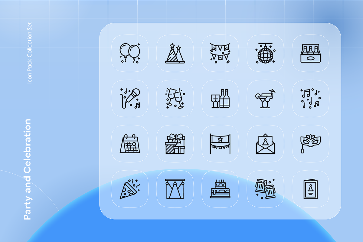 Party and Celebration Icon Set, an Outline Icon by Nathaya Studio (Photo 2 of 2)