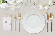 Wedding table w Charger Mockup PSD, a Product Mockup by Maddy's Art & Mockups (Thumbnail 4 of 6)