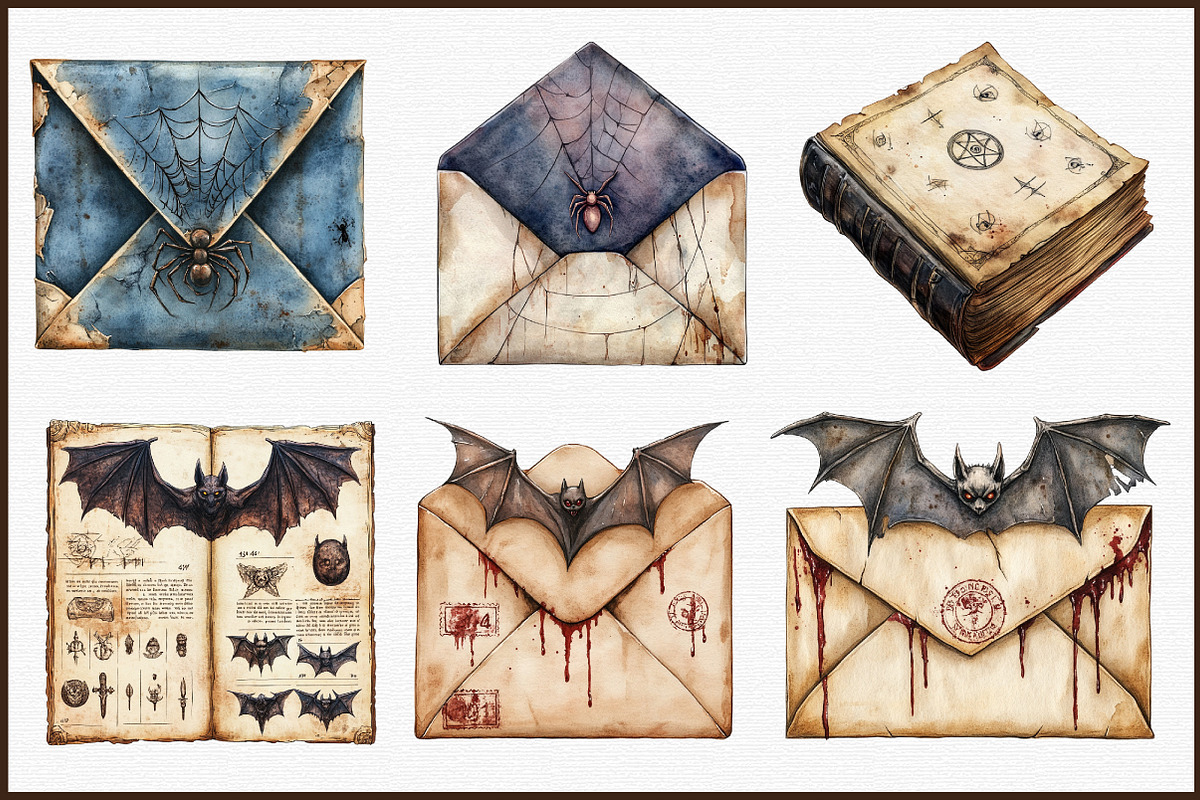 Halloween Goth Old Paper Clipart, an Illustration by Sublimation Artist (Photo 3 of 6)