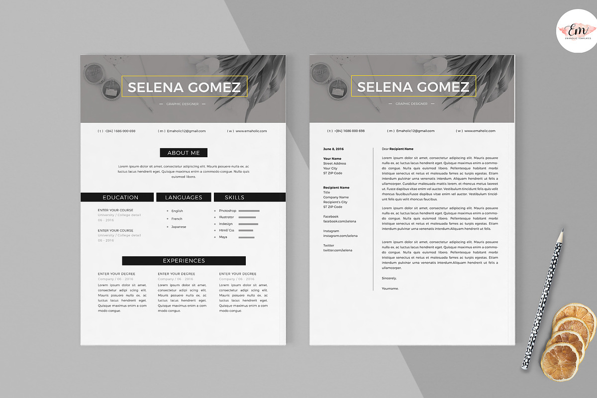 Modern 1 Page Resume Template, a Resume Template by Emaholic Template (Photo 3 of 5)