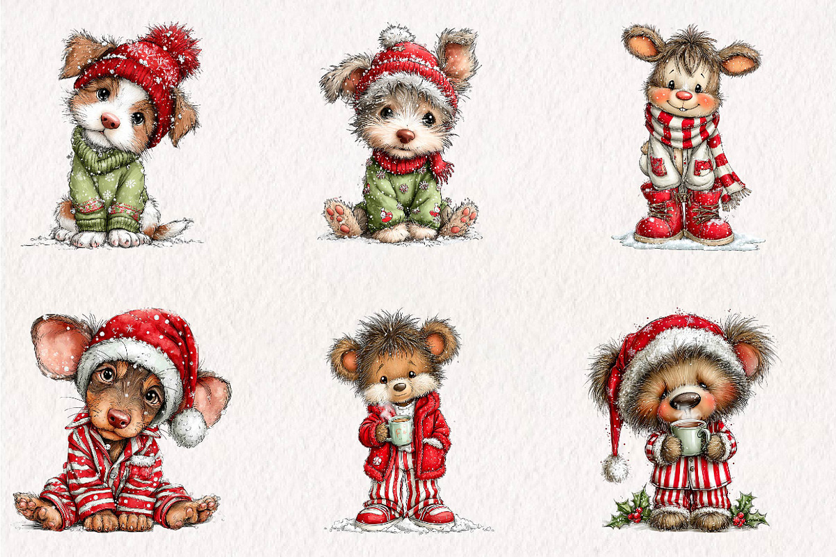 Fun Christmas Animals Kids Clipart, a Seasonal Illustration by CreationArt (Photo 4 of 7)
