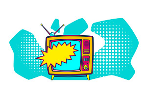 Comic retro tv on halftone and, an Object Illustration by Things for designers