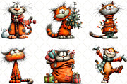 Whimsical Christmas Cat Clipart, an Animal Illustration by Black Bird Studio (Thumbnail 2 of 6)