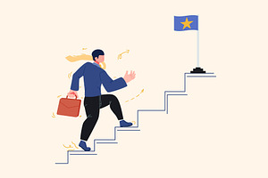 Businessman Chasing Goals, a Person Illustration by Ahmad_Studio