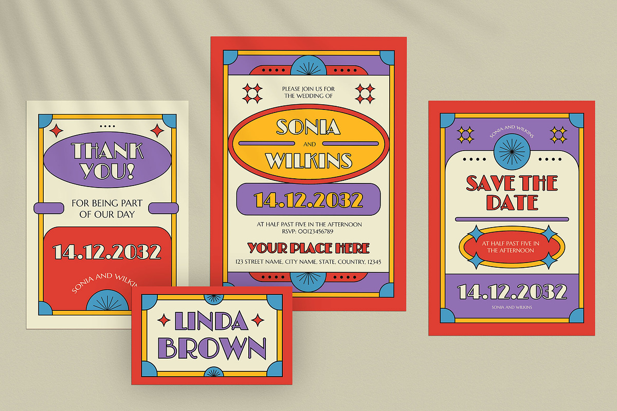 Red Deco Playful Wedding Invitation, an Invitation Template by Aiyari Graphic (Photo 3 of 3)