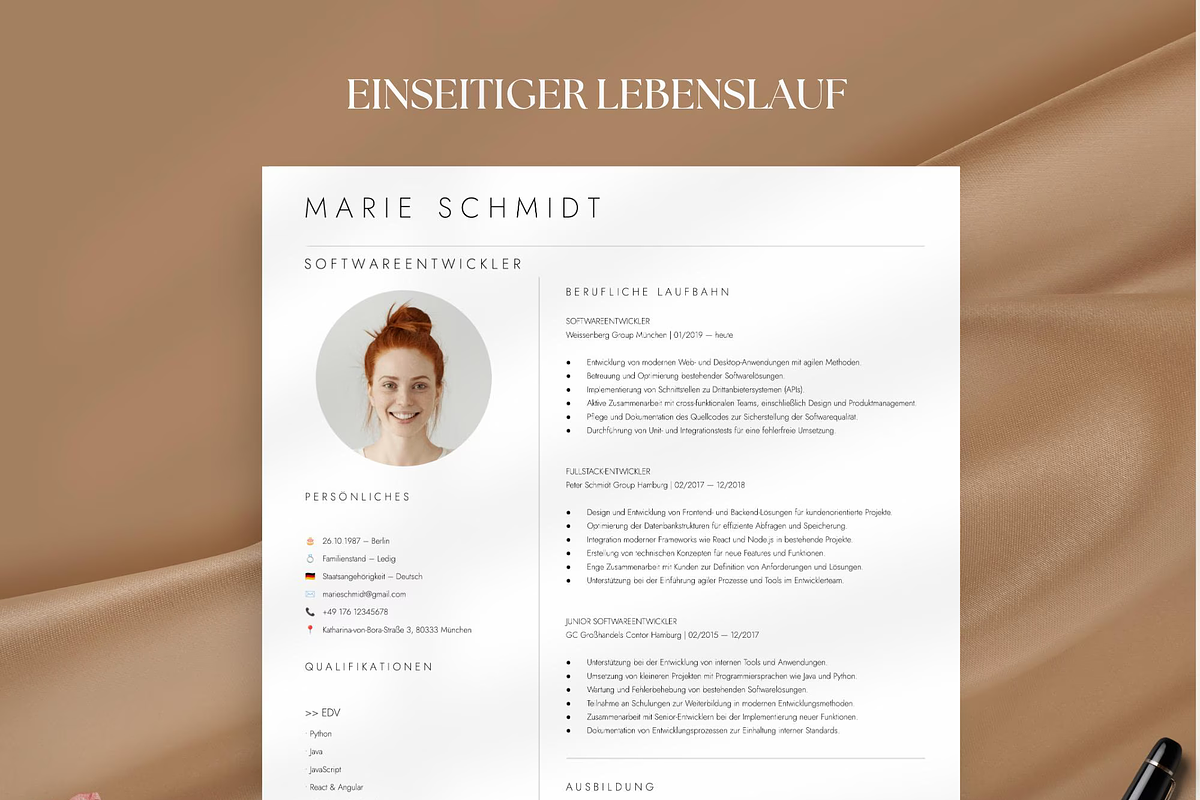 Professionelle Lebenslauf Vorlage, a Resume Template by OkiDocs Resume Templates (Photo 3 of 10)
