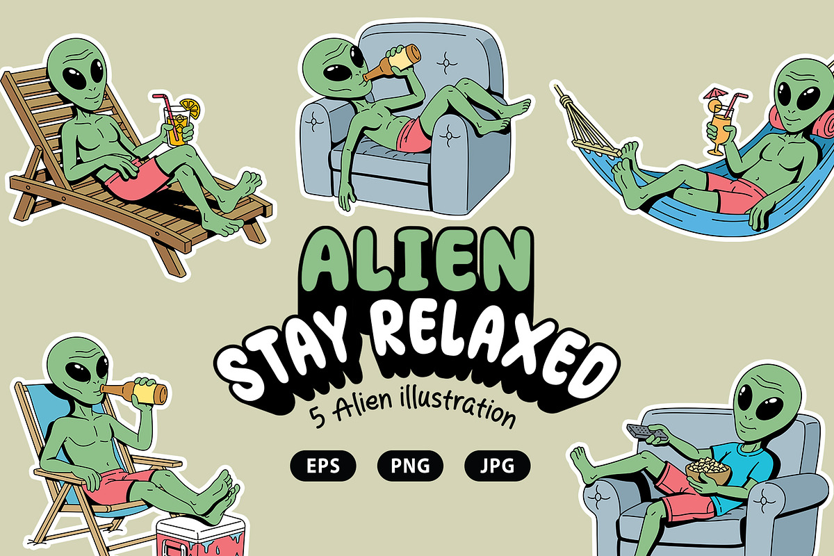 Alien: 5 illustrations stay relaxed, a Person Illustration by gunaonedesign (Photo 1 of 10)