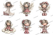 Whimsical Christmas Angel Clipart, an Illustration by DreamArtGraphic (Thumbnail 2 of 5)
