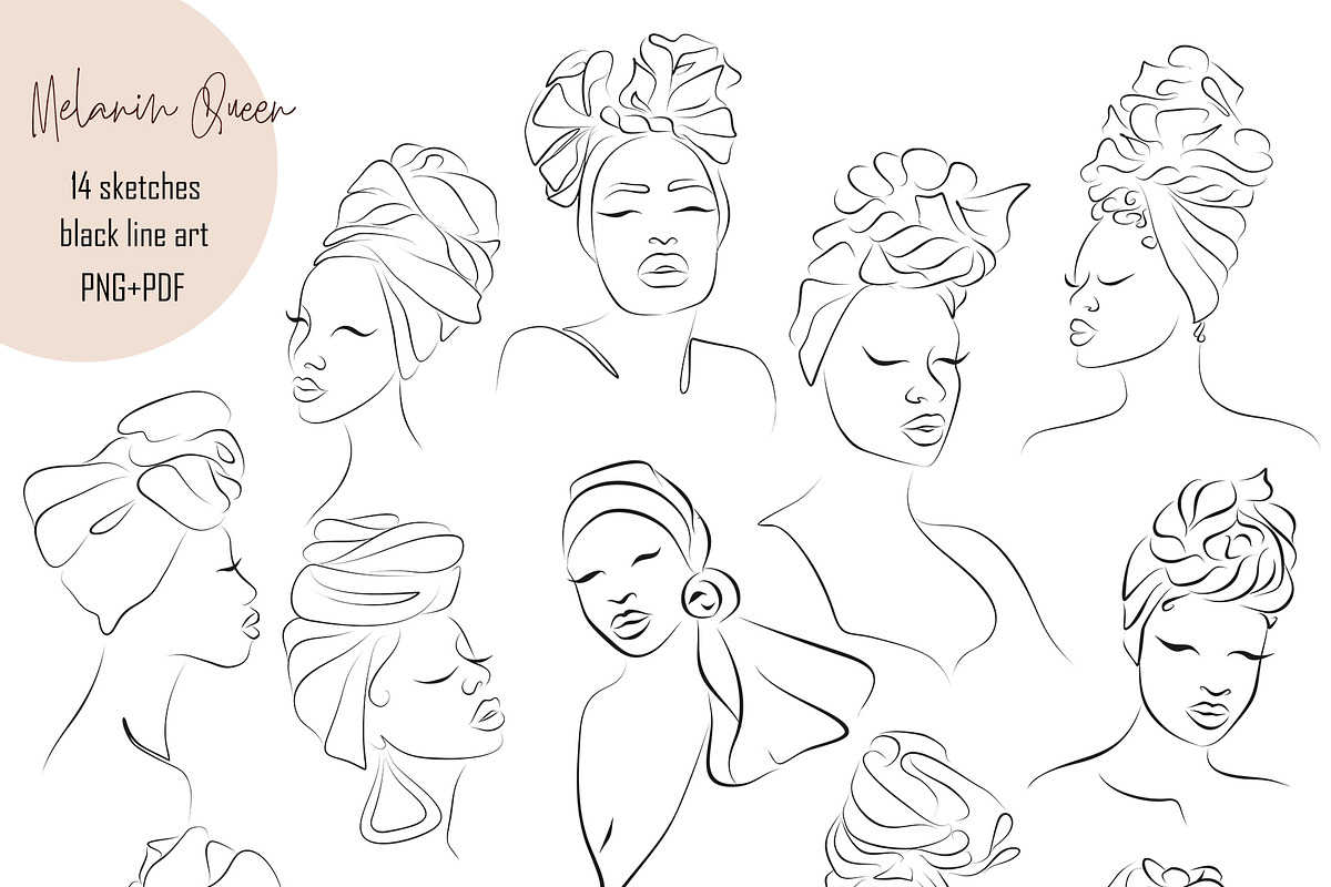 LINE ART COLLECTION MELANIN QUEEN, an Illustration by ArtOLB (Photo 7 of 9)
