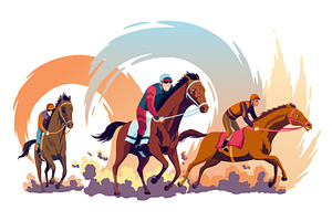 Jockeys riding racehorses on a fast, an Animal Illustration by the8monkey