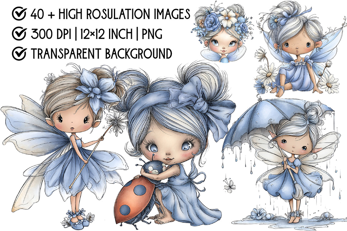 Whimsical Fairy Clipart, an Illustration by Pixels.Craft (Photo 4 of 6)