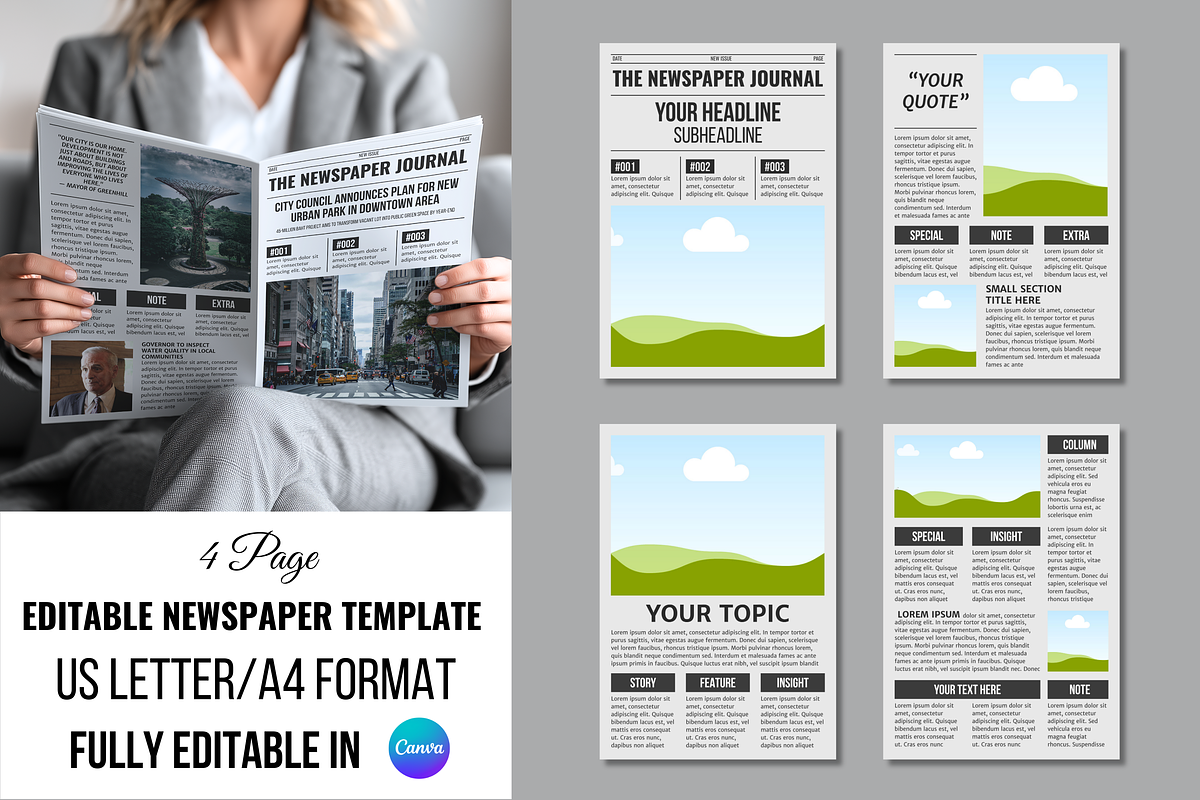Vintage Newspaper Template, a Magazine Template by ZoloDesignHub (Photo 1 of 9)