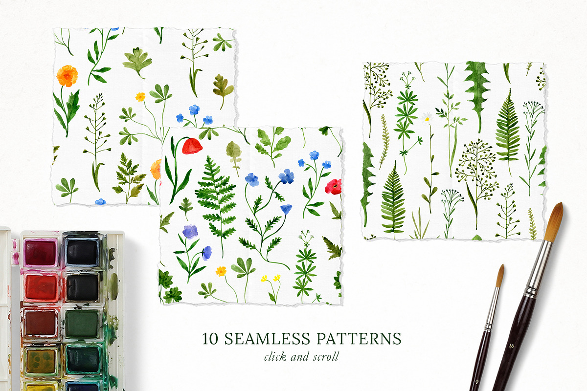 WILDFLOWERS Watercolor Set, a Pattern Graphic by Katerina Osa (Photo 12 of 12)