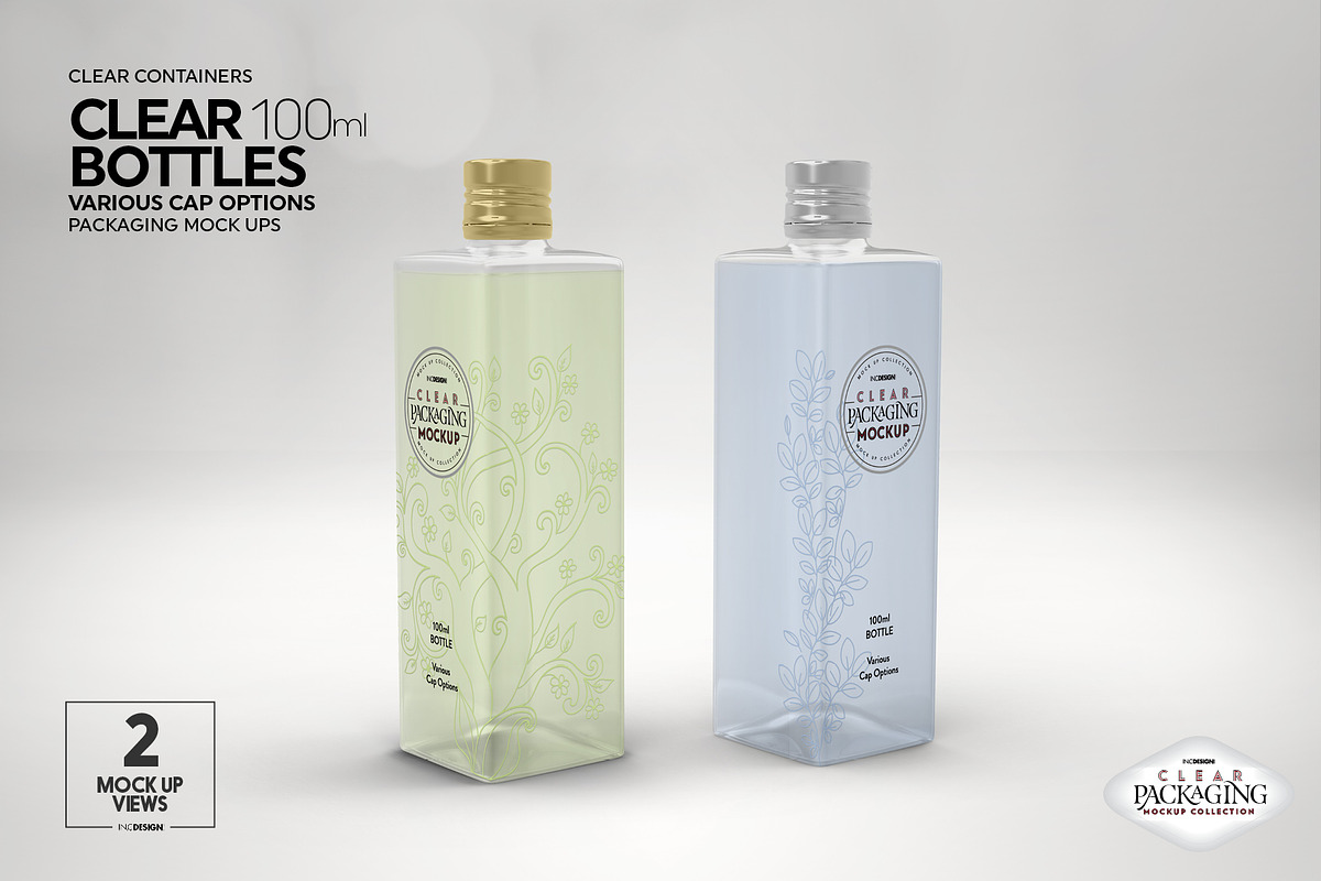 Clear 100ml PET Bottles Mockup, a Packaging Mockup by INCDesign (Photo 5 of 10)