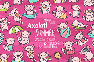 Cute Axolotl Summer Season, a Seasonal Illustration by Palau