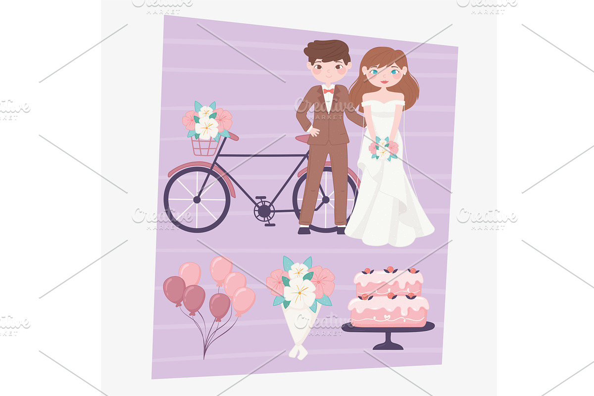 wedding event icons, an Illustration by studiogstock