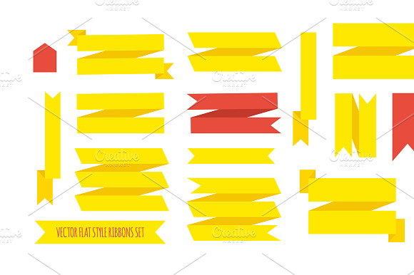 Vector flat style ribbons set preview 2