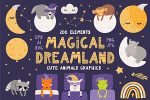 Cute Sleeping Baby Animals Graphics