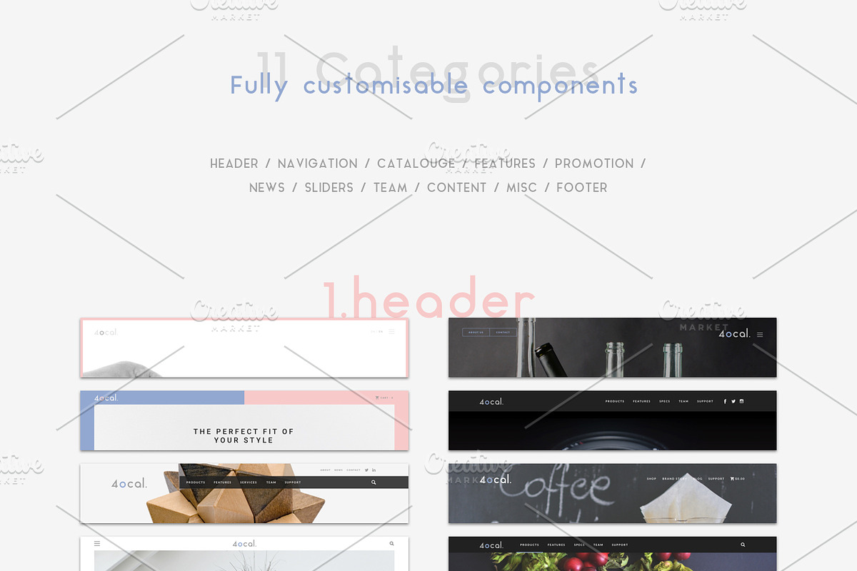 4ocal Web UI Kit Bundle, an UI Kit Template by 4EB Studio (Photo 4 of 14)