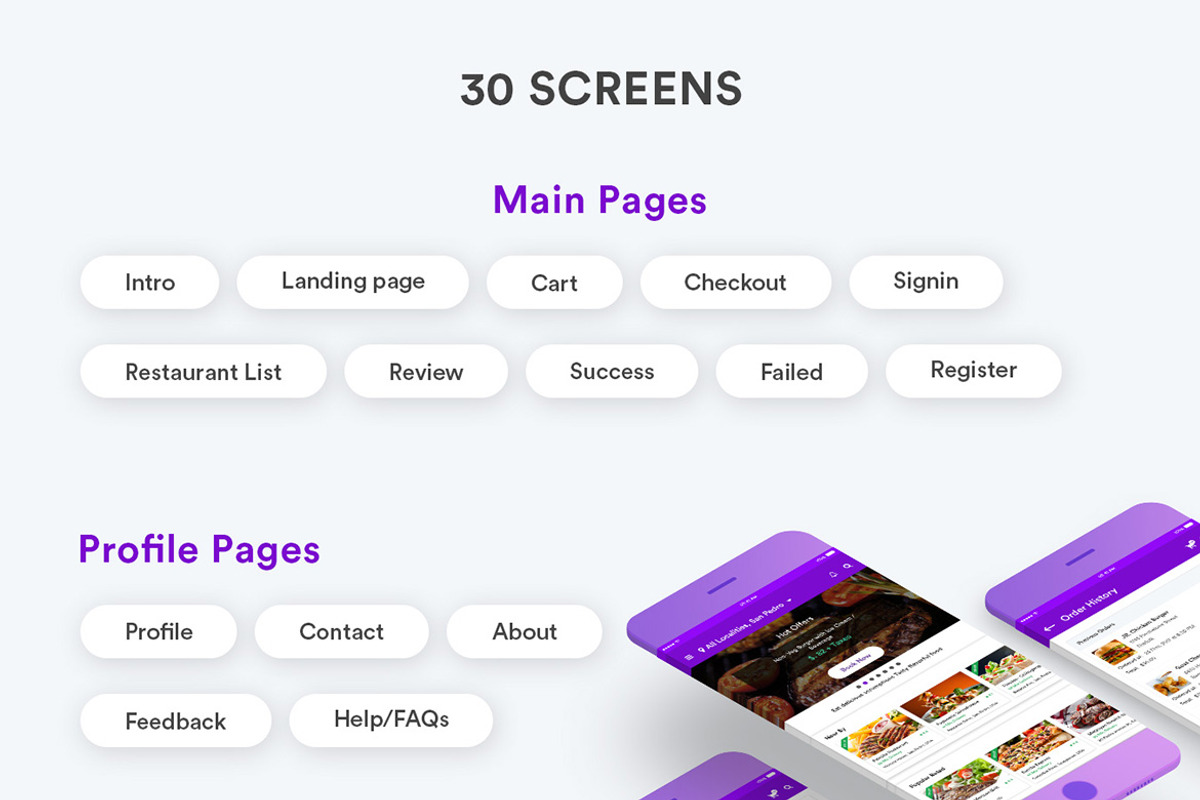 Food Order Mobile App UI, a Templates & Theme by 3djagan (Photo 2 of 7)