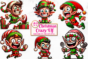 Christmas Crazy Elf PNG Clipart, a Seasonal Illustration by Craft Nest (Thumbnail 1 of 5)