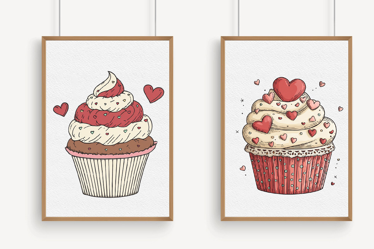 Valentine Cupcakes Clipart, an Illustration by Libby Wishes (Photo 4 of 6)