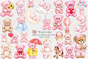 Watercolor Pink Cute Blush Teddy Png, an Illustration by Creative Art (Thumbnail 1 of 10)