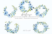 watercolor hand painted blue florals, an Illustration by Patishop Art (Thumbnail 9 of 9)