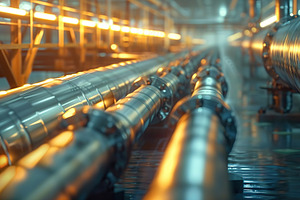 Oil and gas industry, modern pipelines in chemical production facility, an Industrial Photo by AlyaAnd